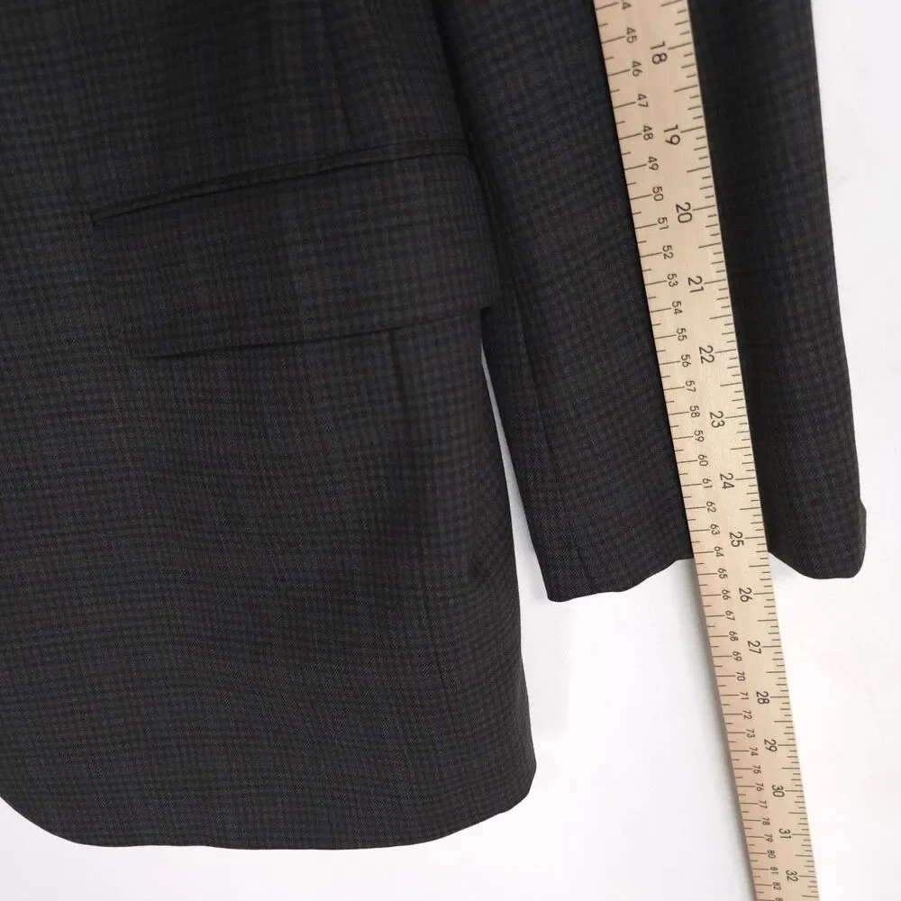 HICKEY FREEMAN Est 1899 USA Wool Blazer Jacket Sport Coat Brown Check 44L Beacon